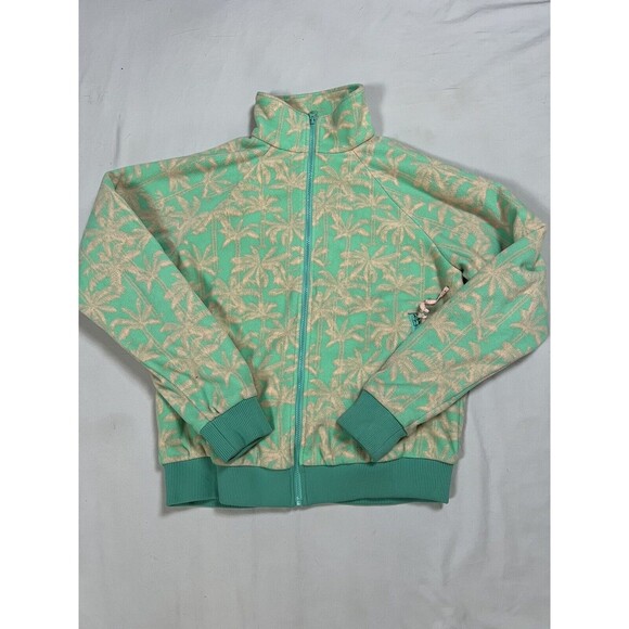 Chubbies Fleece Jacket Mens Medium Palm Tree Fluorescent Green Neon Full Zip - Picture 2 of 14